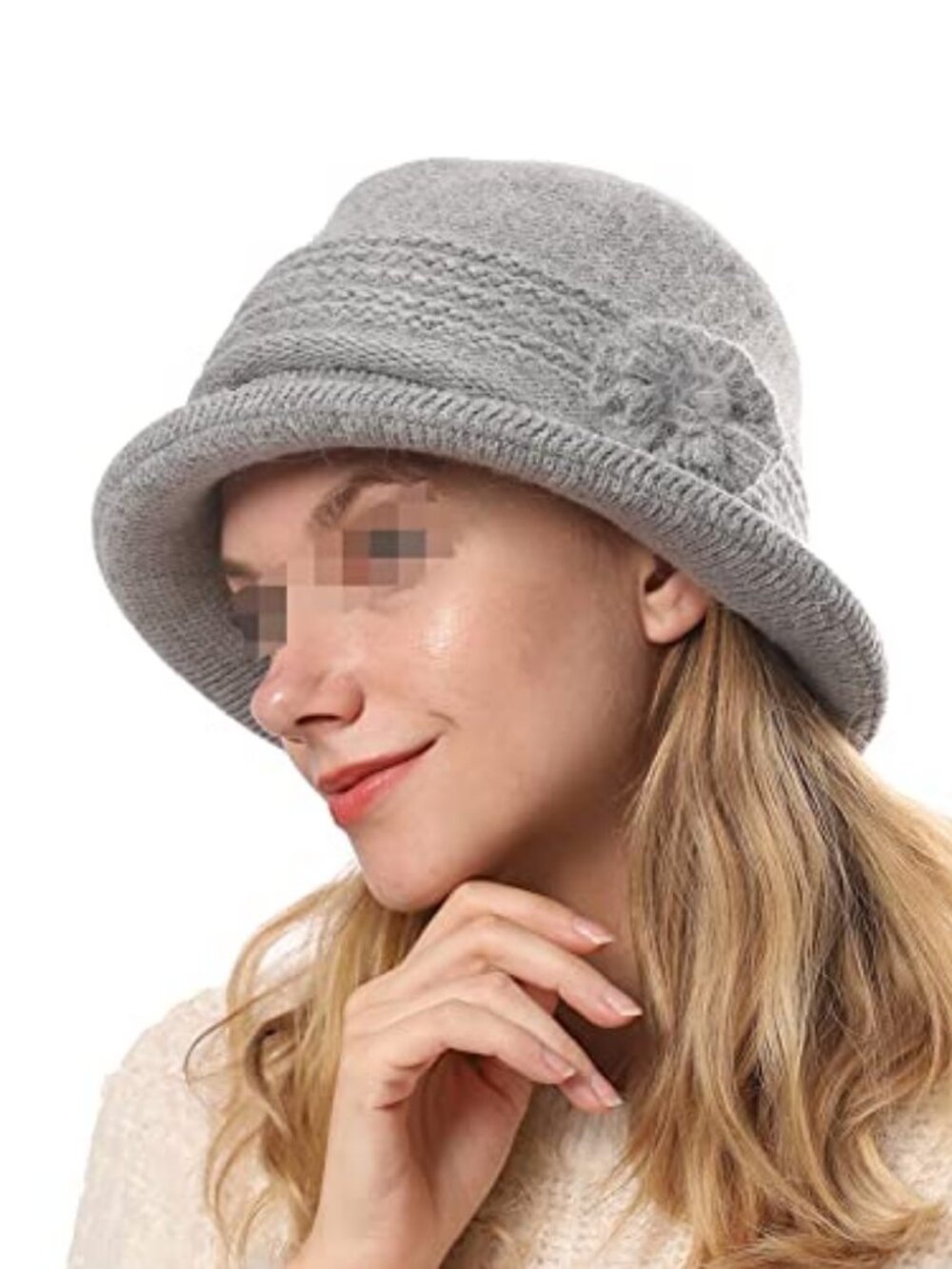 Winter Fall Knit Cloche Hat Church Bucket Hat Vintage Beanie Hat Round Brim Warm